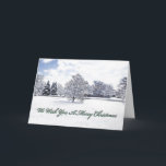 CARTÃO DE FESTIVIDADES NÓS DESEJAMOS-LHE UMA FELIZ CHRISTMAS/CUSTOMIZABLE<br><div class="desc">ESTE CARTÃO DE NATAL (FOTOGRÁFICO) CUSTOMIZÁVEL MOSTRA QUE UMA PAISAGEM BRANCA APÓS UMA NEVE ATRASADA COBRIU O PARQUE QUE COBRE MUITAS ÁRVORES E TERRAS. CÉU AZUL COM NUVENS BRANCAS ACIMA. TEXTO NA PARTE DIANTEIRA: "NÓS DESEJAMOS-LHE O FELIZ NATAL" E O TEXTO DO INTERIOR: "(SEU NOME DE FAMÍLIA)". ISTO PODE SER...</div>