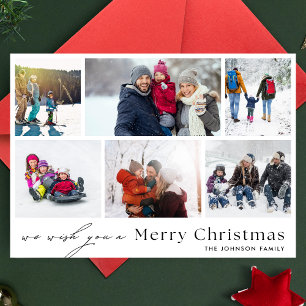 Cartão De Festividades Nós desejamos um FELIZ NATAL   6 Colagem de Fotos