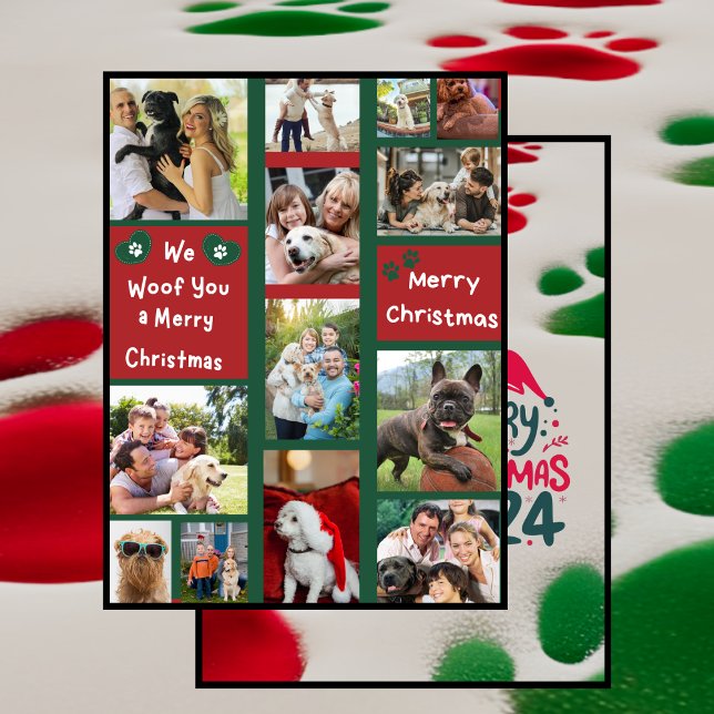 Cartão De Festividades Nós lhe damos uma Feliz Foto de Pet da Família de  (We Woof You a Merry Christmas Family Pet Photo Holiday Card)