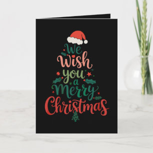 Cartão De Festividades Nós Lhe Desejamos Um Feliz Natal Xmas Chapéu do Pa