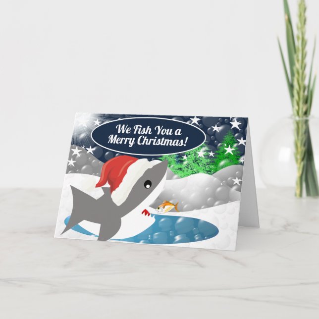 Cartão De Festividades Nós pescamos um feliz Natal para você (Frente)