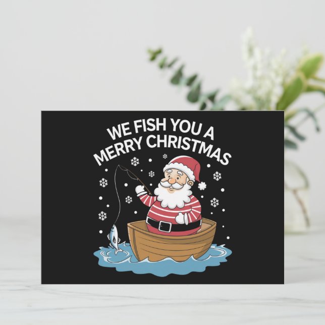 Cartão De Festividades Nós Pescamos Você Um Feliz Natal Pescador Pesca  (Em pé/Frente)