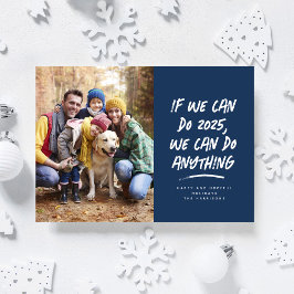 Cartão De Festividades Nós podemos fazer qualquer foto de Natal azul