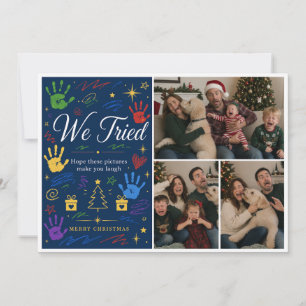 Cartão De Festividades Nós Tentamos o Natal Foto de Família Engraçada