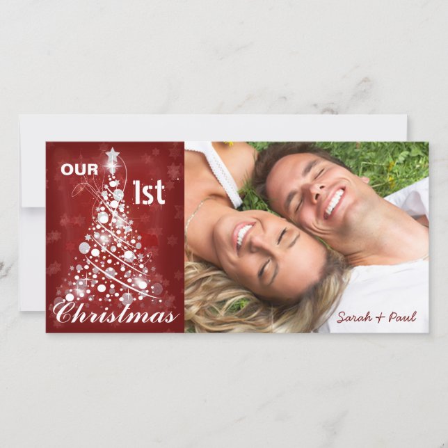 Cartão De Festividades Nossa Árvore de Natal Moderna de 1RUA de Natal (Frente)