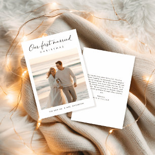 Cartão De Festividades Nossa Primeira Foto Costeira De Natal Casada