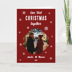 Cartão De Festividades Nossa Primeira Foto de Natal Juntos 