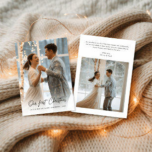 Cartão De Festividades Nossa Primeira Foto do Casamento no inverno de Scr
