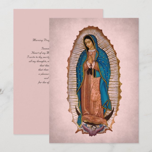 Cartão De Festividades Nossa Senhora de Guadalupe 1531 com Oração (Frente/Verso)