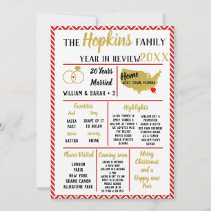Cartão De Festividades nosso ano de revisão, evento familiar, Natal Red H