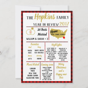 Cartão De Festividades nosso ano de revisão, evento familiar vermelho de