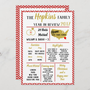 Cartão De Festividades nosso ano de revisão, evento familiar vermelho de 