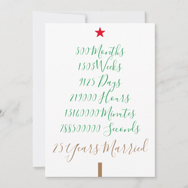 Cartão De Festividades Nosso Natal 25 anos casou-se com Natal (Frente)