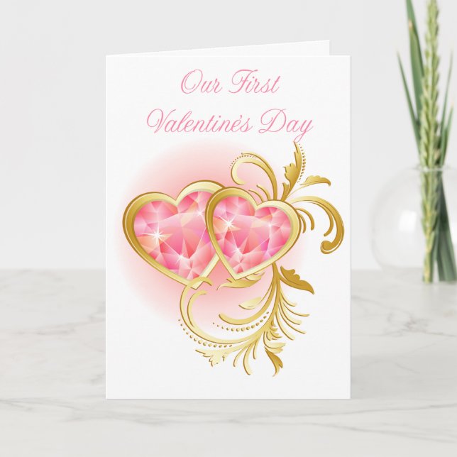Cartão De Festividades Nosso primeiro Dia de os namorados (Frente)