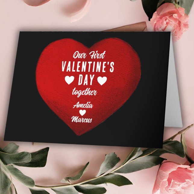 Cartão De Festividades Nosso primeiro Dia de os namorados Junto com o Cas (Criador carregado)