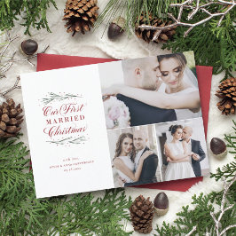 Cartão De Festividades Nosso Primeiro Natal Casado, Feriado Multifotográf