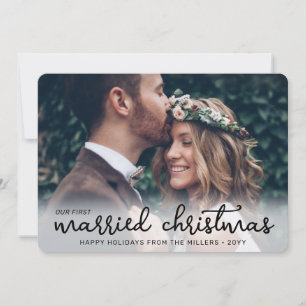 Cartão De Festividades Nosso Primeiro Natal Casados Fotos Simples de Casa
