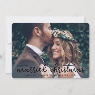 Cartão De Festividades Nosso Primeiro Natal Casados Fotos Simples de Casa