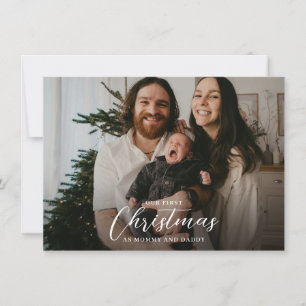 Cartão De Festividades Nosso Primeiro Natal como Mamães e Pais de fotos