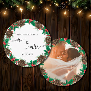Cartão De Festividades Nosso Primeiro Natal como Recém-Casados Foto