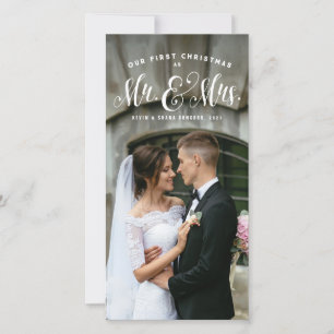 Cartão De Festividades Nosso primeiro Natal como Sr. e Sra. Foto recém-ca