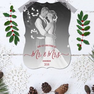 Cartão De Festividades Nosso Primeiro Natal Como Sr. & Sra. Feriado de Fo