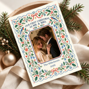 Cartão De Festividades Nosso Primeiro Natal como Sr. & Sra. Foto