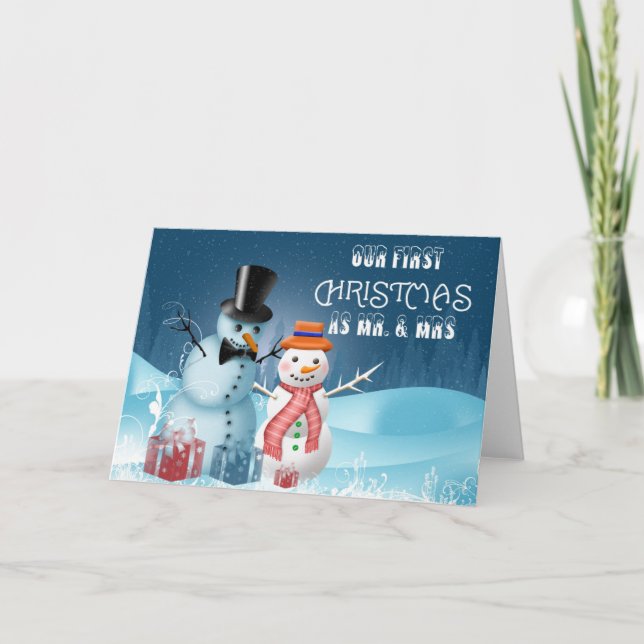 Cartão De Festividades Nosso Primeiro Natal Como Sr. & Sra. Nota (Frente)