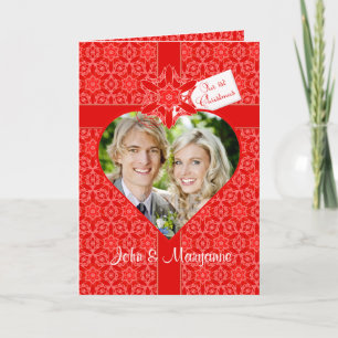 Cartão De Festividades Nosso Primeiro Natal para a Esposa com Foto Person