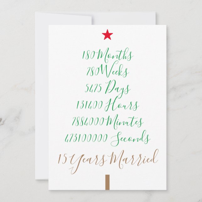 Cartão De Festividades Nosso Quinto Natal, 15 anos, casou-se com o Natal (Frente)