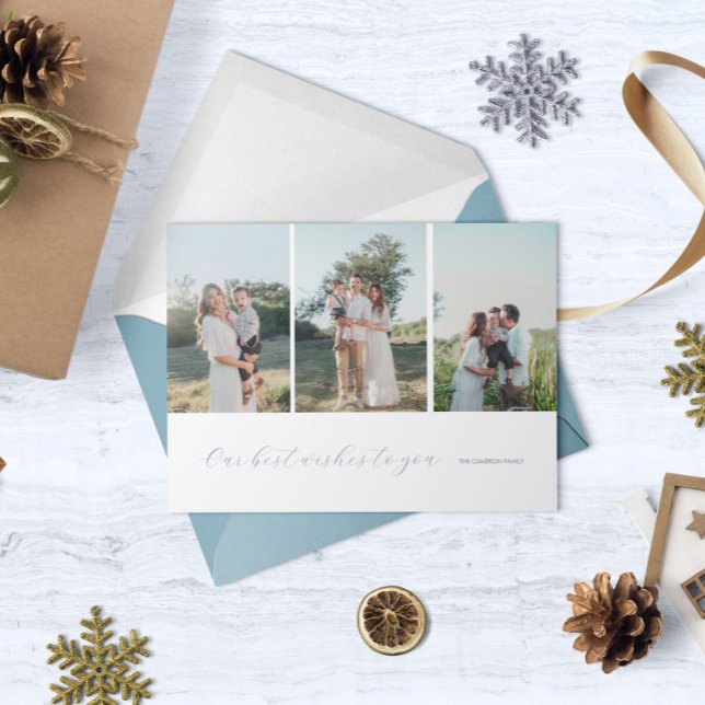 Cartão De Festividades Nossos melhores votos de múltiplas fotos (Criador carregado)