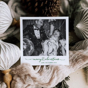 Cartão De Festividades Nostalgia de Natal Verde Visual de Foto Instantâ