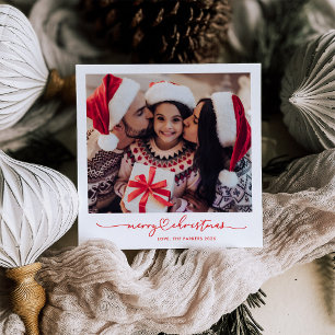 Cartão De Festividades Nostalgia de Natal Vermelho Efeito de Foto Insta