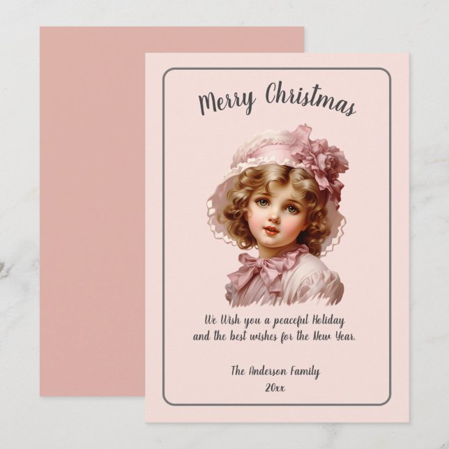 Cartão De Festividades Nostalgia Rosa Feliz Natal (Frente/Verso)