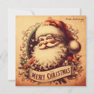 Cartão De Festividades Nostalgic Retro 70 Santa Claus Feliz Natal