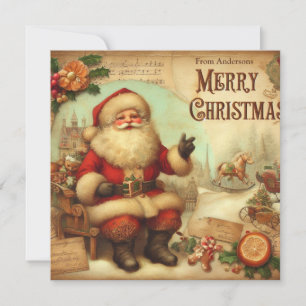 Cartão De Festividades Nostalgic Retro Papai Noel Feliz Natal