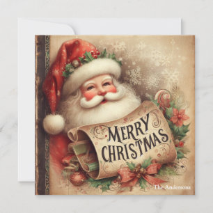 Cartão De Festividades Nostalgic Retro Papai Noel Feliz Natal