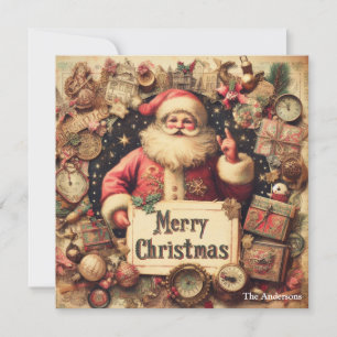 Cartão De Festividades Nostalgic Retro Papai Noel Feliz Natal