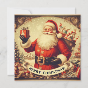 Cartão De Festividades Nostalgic Retro Papai Noel Feliz Natal