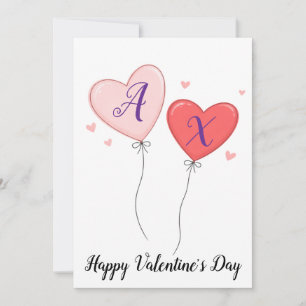 Cartão De Festividades Nota de Amor de São Valentim com Iniciais Personal