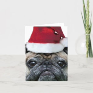 Cartão De Festividades Noteca de cachorro de Pug de Natal