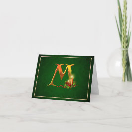 Cartão De Festividades Notecard Natal brilhando velas acesas iniciais M