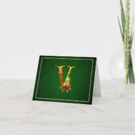 Cartão De Festividades Notecard Natal brilhando velas luminosas iniciais