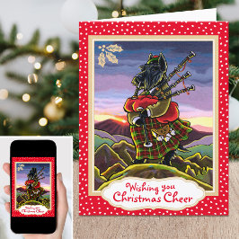 Cartão De Festividades Notecard personalizado Scottie Bagpipe