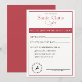 Cartão De Festividades Notificação de Atraso na Entrega do Papai Noel em