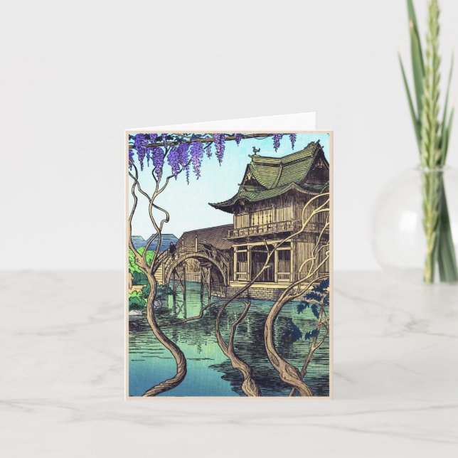 Cartão De Festividades Nouet Noel Kameido shin hanga cenário japonês (Frente)