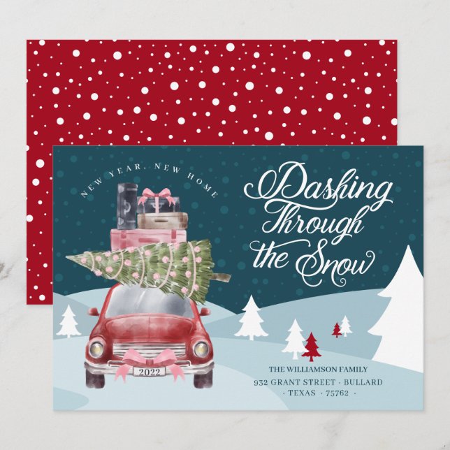 Cartão De Festividades Nova Casa - Nova Neve - Vermelha Neve - Aquarela (Frente/Verso)