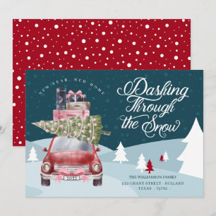 Cartão De Festividades Nova Casa - Nova Neve - Vermelha Neve - Aquarela