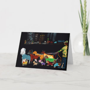 Cartão De Festividades Nova Iorque caminhante de cão com cães em casacos