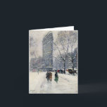 CARTÃO DE FESTIVIDADES NOVA IORQUE DA CONSTRUÇÃO DE FLATIRON<br><div class="desc">NEW YORK: FLATIRON,  1919. De "quadrado Madison (construção de Flatiron)." Pintura a óleo pela cara Wiggins,  1919.</div>